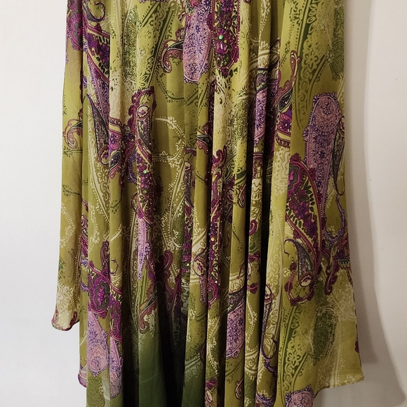 Vintage green beaded fairycore forest moss green whimsical dress - Picture 7 of 12